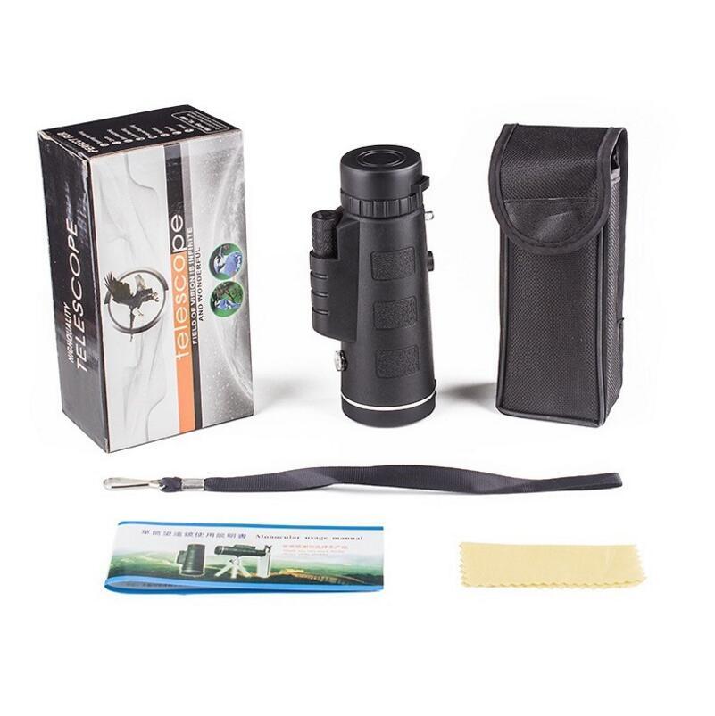 Monocular Telescope Zoom Scope with Compass Phone Clip Tripod