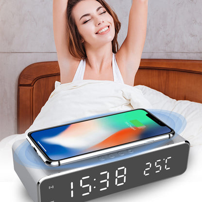 LED Electric Alarm Clock With Wireless Charger Desktop